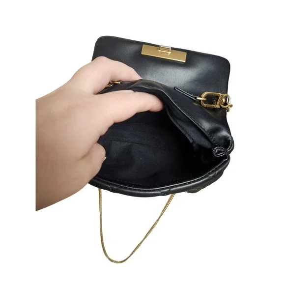 Ted Baker Black Quilted Sheep Leather‎ Handbag with Gold Stud Embellishments